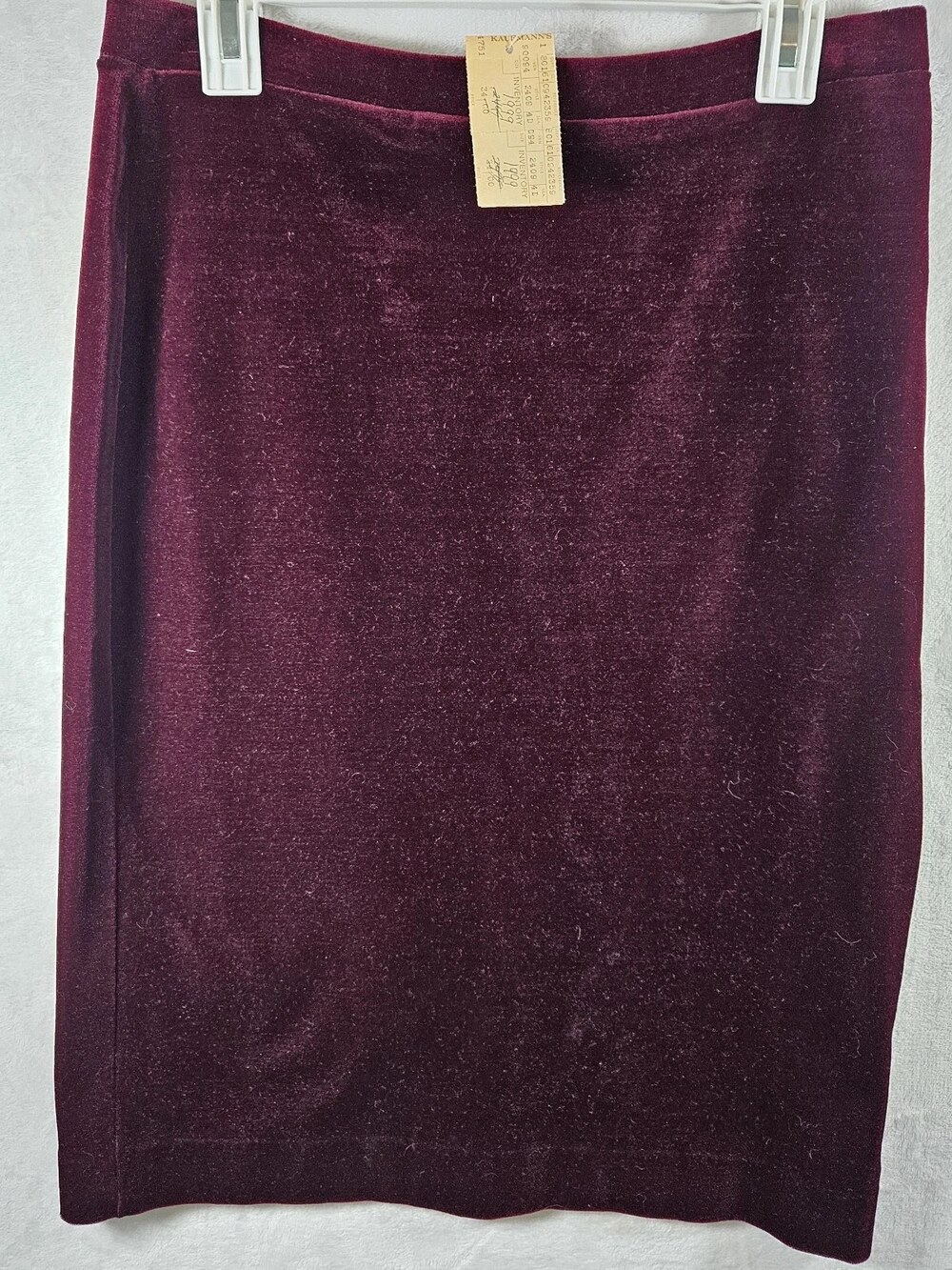 Vintage 80s Velvet Pencil Skirt Burgundy USA Made Women's Size Small Vamp